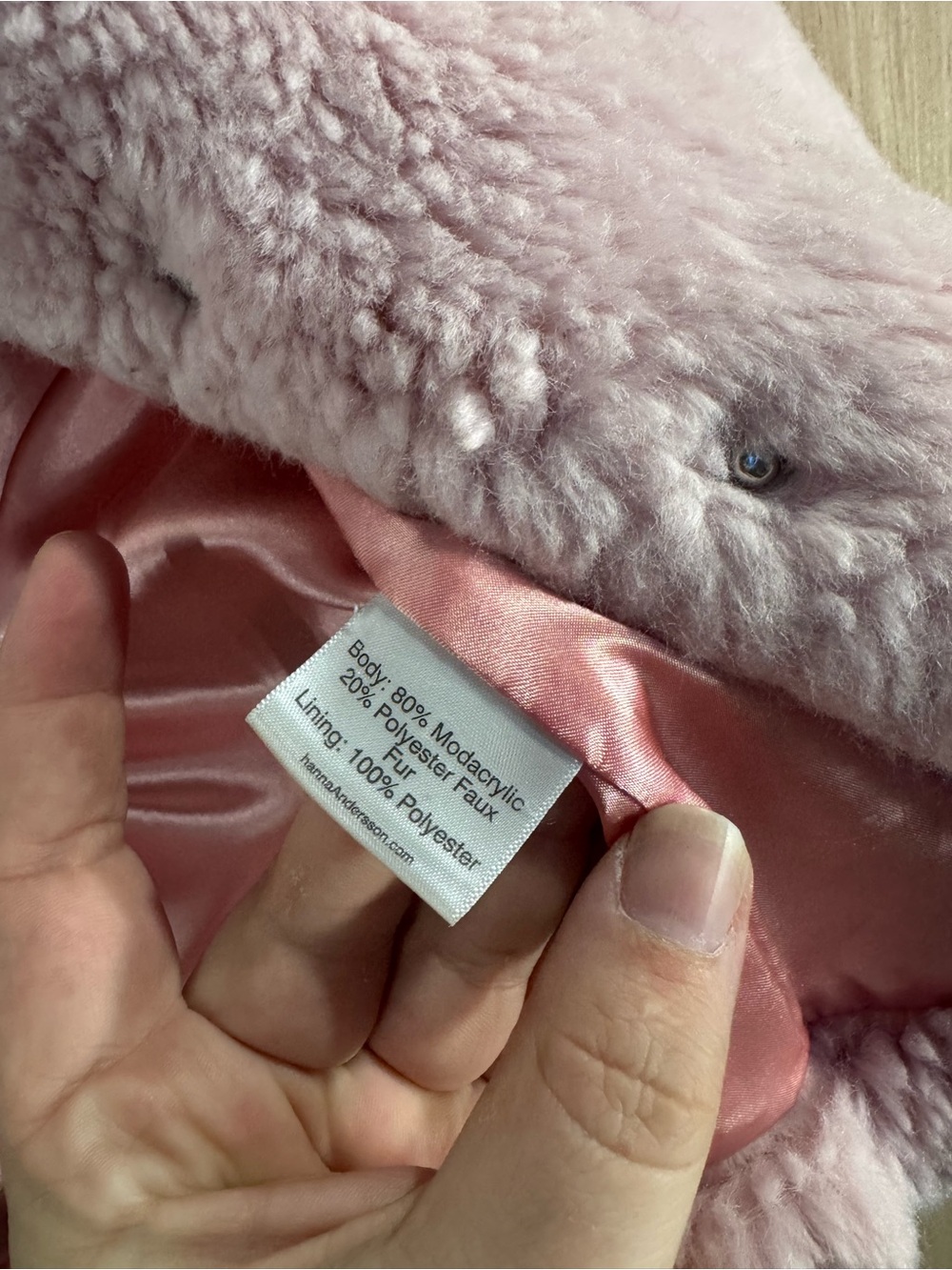 Hanna Andersson Faux Fur Plush Hooded Button Up Jacket - Light Pink Size 4T - Picture 3 of 5